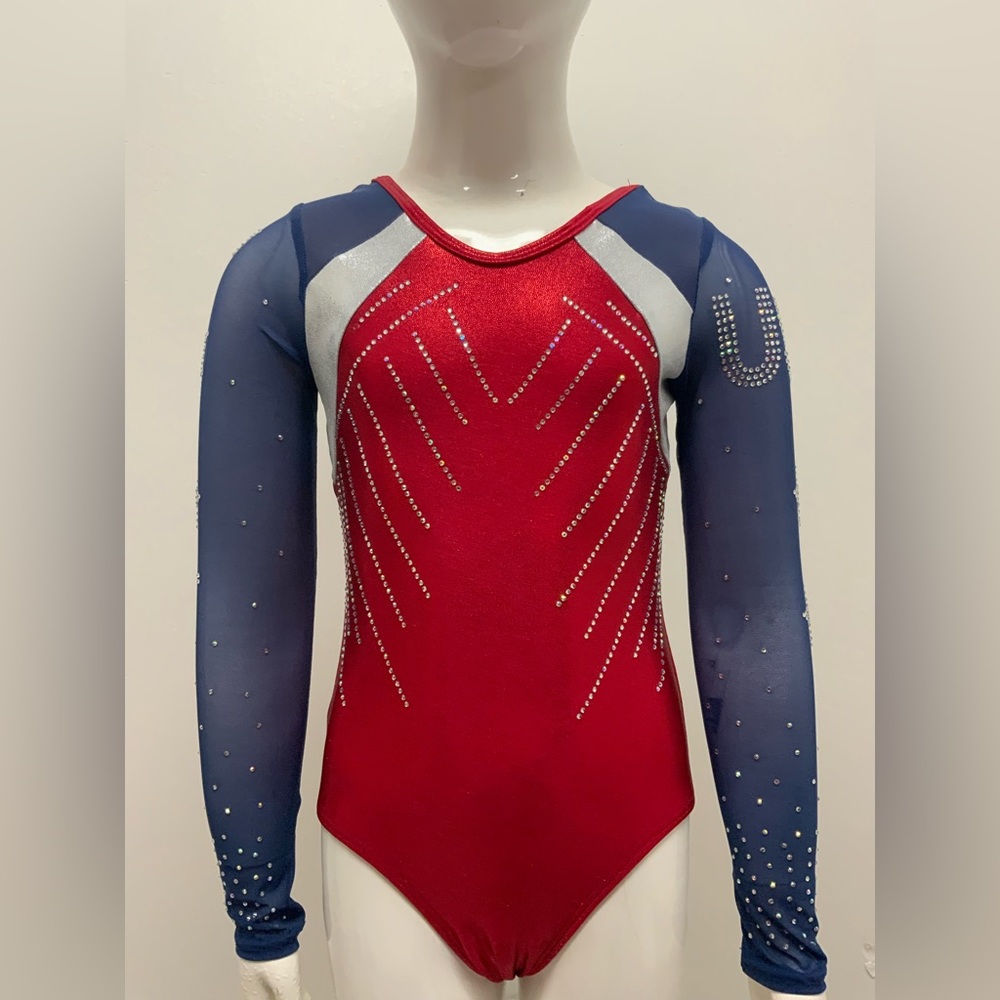 Patriotic Long sleeve gymnastics leotard